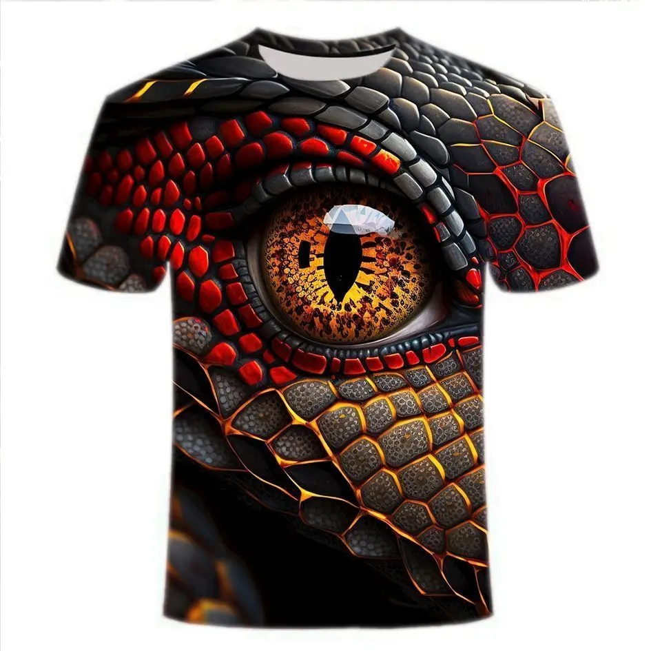 3D Printed short-sleeved stylish round-neck T-shirt with a snake pattern for the summer Kids Tshirt Men's Shirts Woman t-shirts