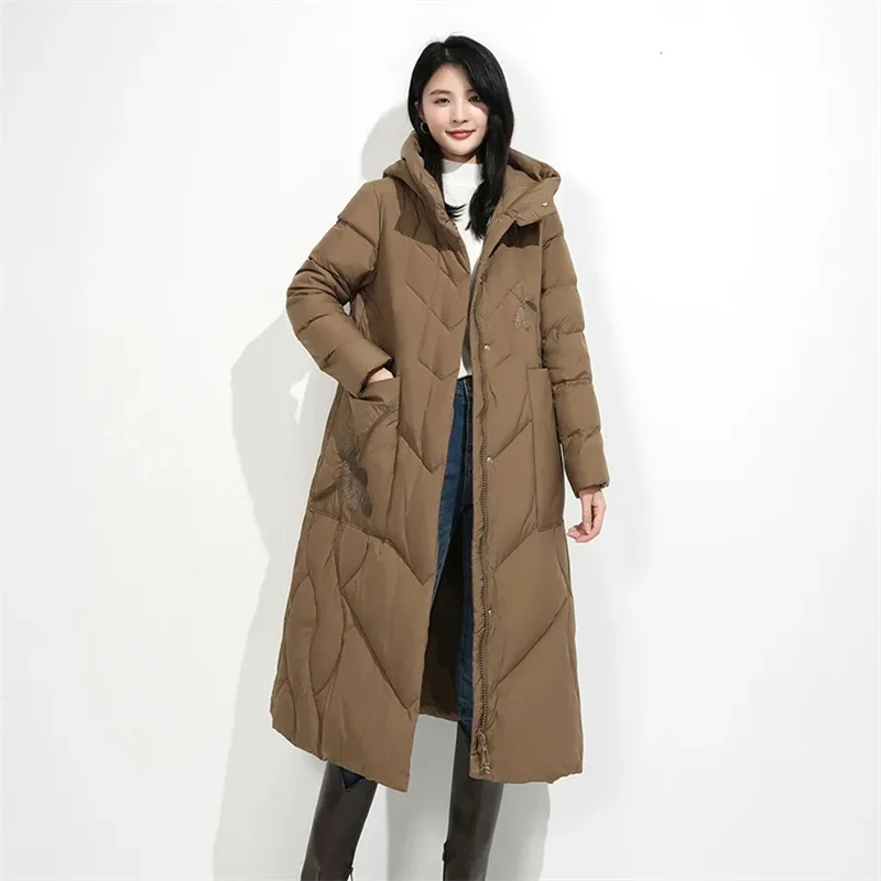 Feminino longo sobre o joelho thiened para baixo algodão jaet pão sle solto ajuste inverno nova sle versão coreana casaco outerwear