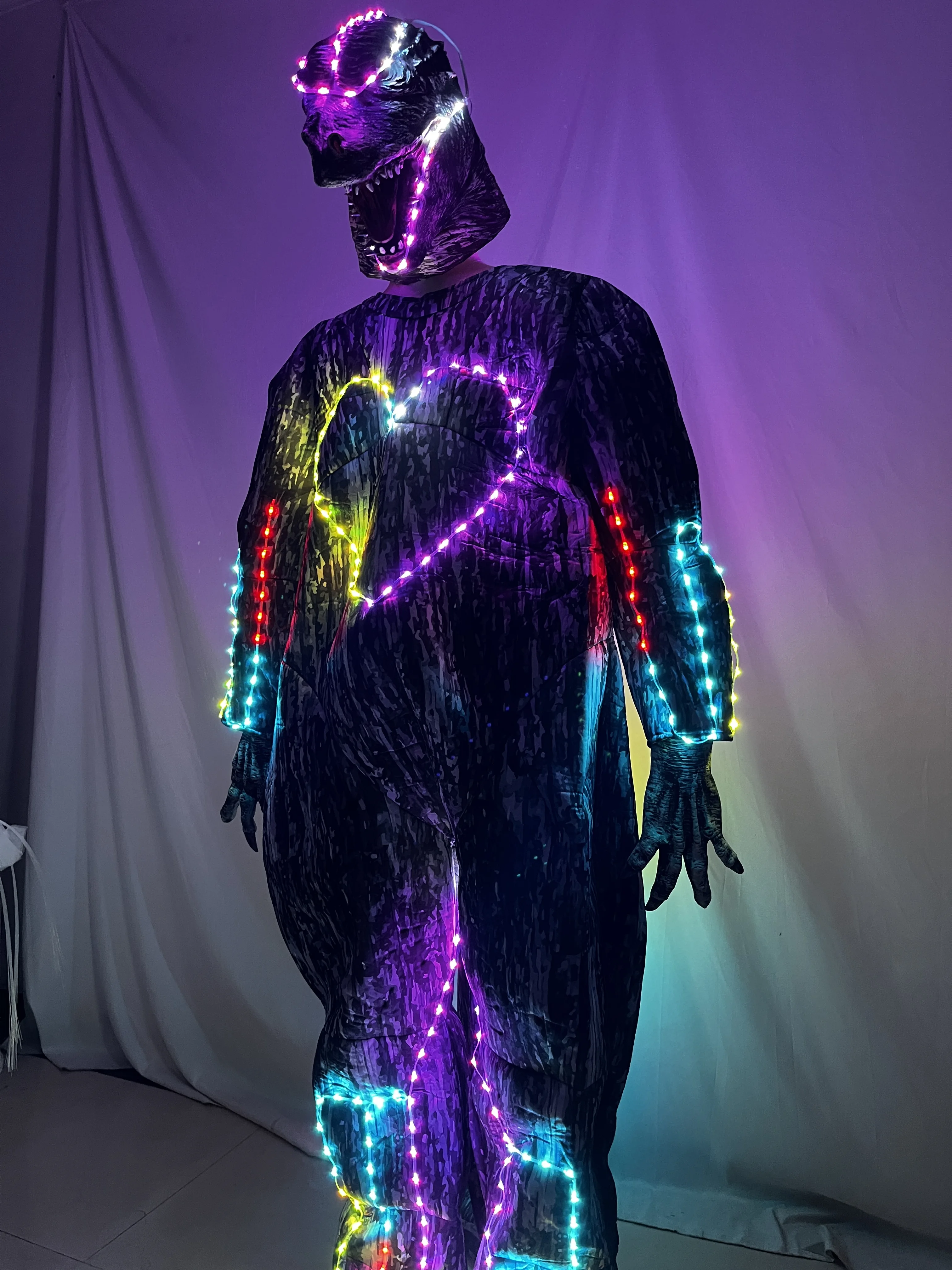 

Светодиодный светящийся костюм монстра для всего тела, погружной флуоресцентный сценический наряд, идеально подходящий для вечеринок на Хэллоуин и карнавал