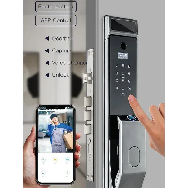 Smart Door Lock Face Recognition Tuya WIFI Smart Door Lock With Camera Lock Digital Fingerprint Smart Keyless