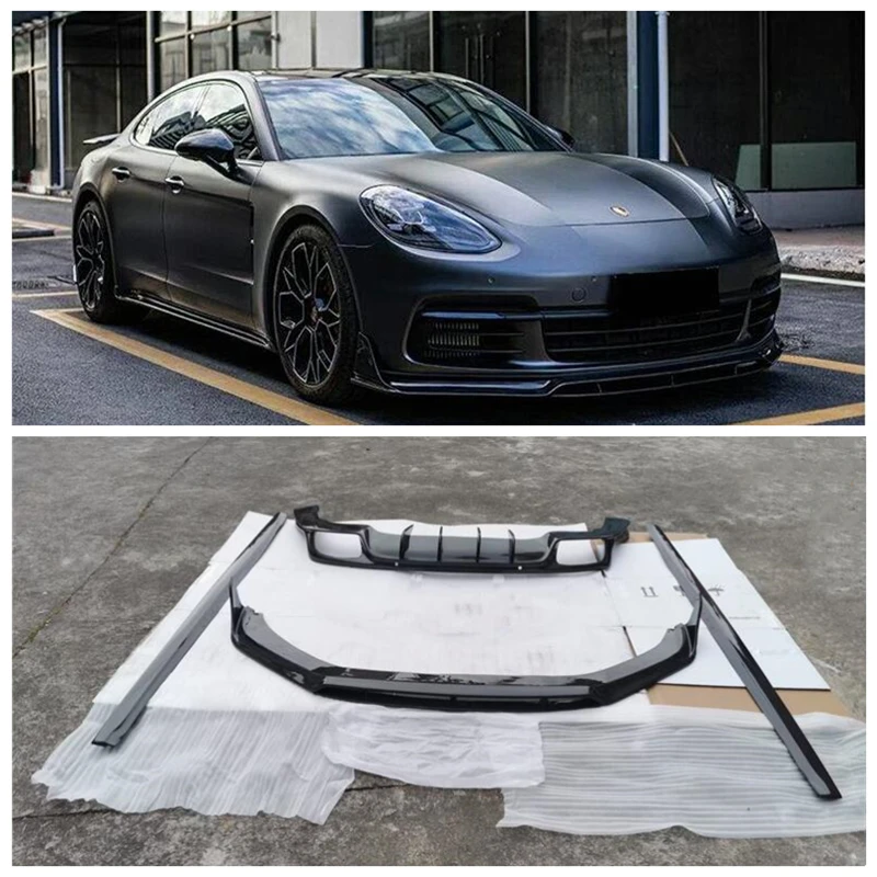 For Porsche Panamera 971 GTS Turbo 2017-2021 REAL Carbon Fiber Front Lip Rear Diffuser Bumper Spoiler Body Side Skirt Kit