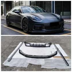 For Porsche Panamera 971 GTS Turbo 2017-2021 REAL Carbon Fiber Front Lip Rear Diffuser Bumper Spoiler Body Side Skirt Kit