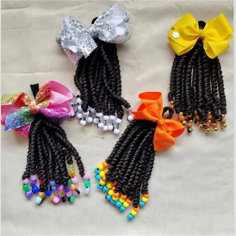 

2 pces ponytails braids for kids kids ponytail hair kids braided ponytail with beads and bow