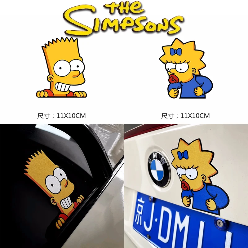 The Simpsons Car Stickers Party Window Stickers Funny Cartoon Reflective Stickers Car Motorcycle Decorative Waterproof Stickerss