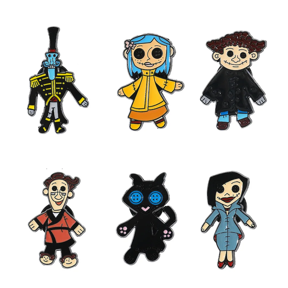 Coraline Doll Horror Animated Film Enamel Pins Punk Character Metal Brooch Backpack Badge - Halloween Accessory Gift for Friends