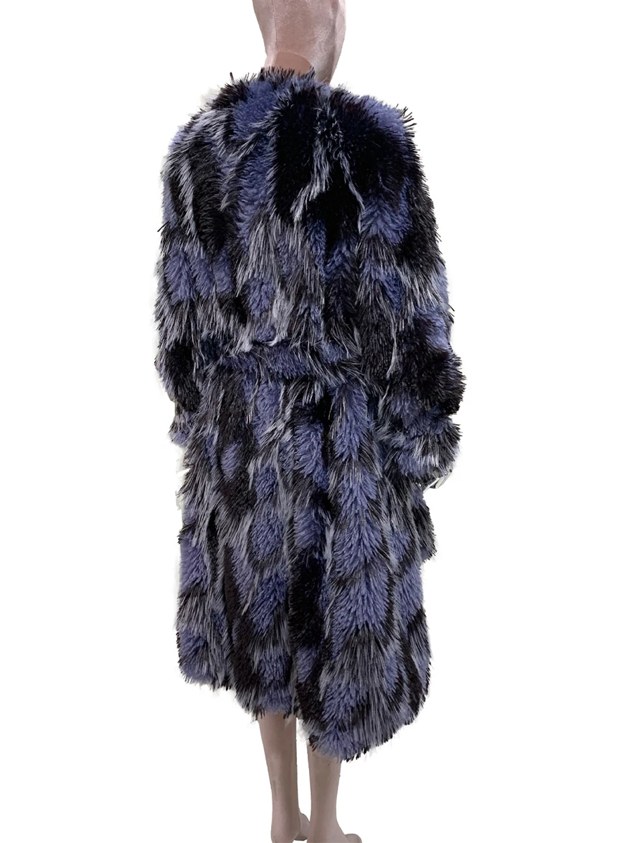 الخريف الشتاء طويل فضفاض ملون متعدد الألوان سميكة الدافئة لينة شعر أشعث فو الثعلب معطف فرو المرأة أنيقة فروي معطف 2025 #1