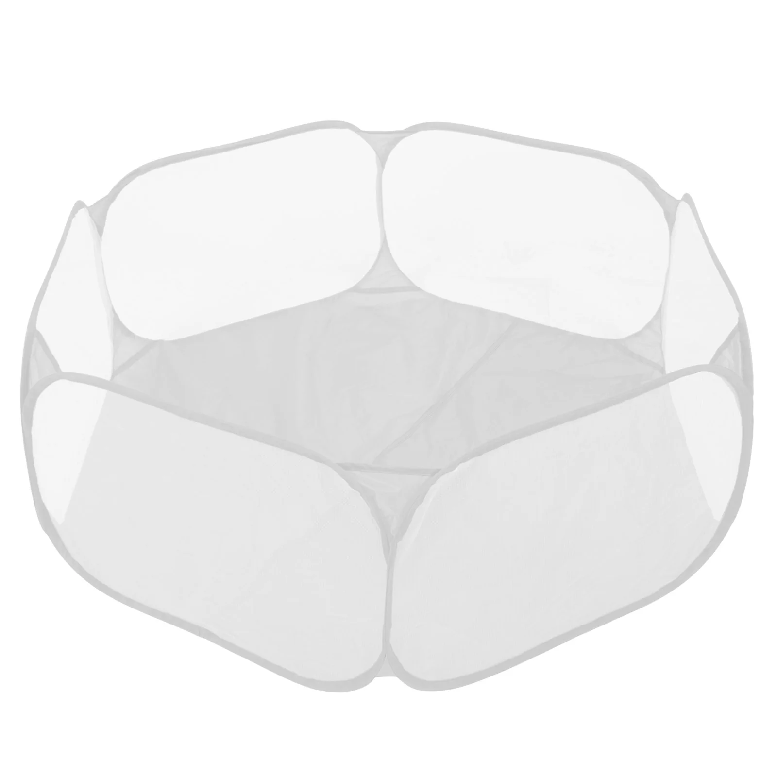 Foldable Pet Fence 6 Sided Polyester Mesh Playpen for Cats Dogs Rabbits Guinea Pigs Hamsters Portable Storage Grey Barrier Tent