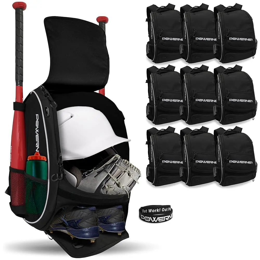 

Starter Backpack, Softball & Baseball Bag, Organized Pockets for Baseball Accessories, Helmet, Gloves, Catchers Gear & Baseb