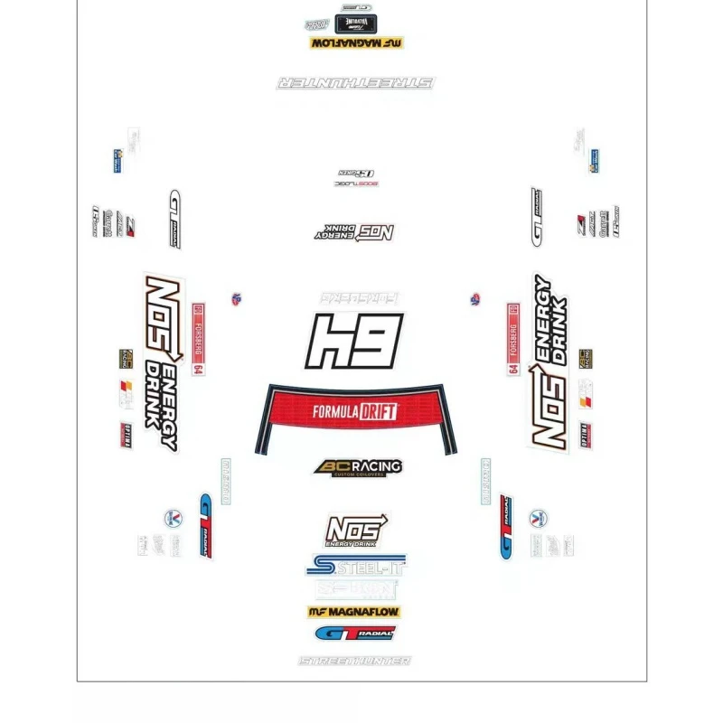 สติกเกอร์สติกเกอร์สำหรับ1/10บนท้องถนน RC ตัวถังรถดริฟท์ Tamiya แชสซี tt02 257มม. Kyosho fazer HSP HPI 94123