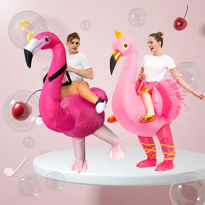 

Halloween Flamingo inflatable costume, red flamingo role-playing inflatable costume adult men's and women's party Halloween cos