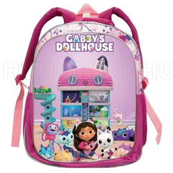 Gabby's Doll House Cartoon mochila para crianças, mochilas escolares para meninas, mochilas infantis, bolsa de livros, jardim de infância, 12