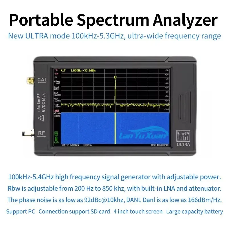 Handheld Tiny Spectrum Analyzer 4 Inch Touch Screen with 3000mAh Battery 100KHz-5.3GHz  Tinysa Ultra Tiny Spectrum Analyzer