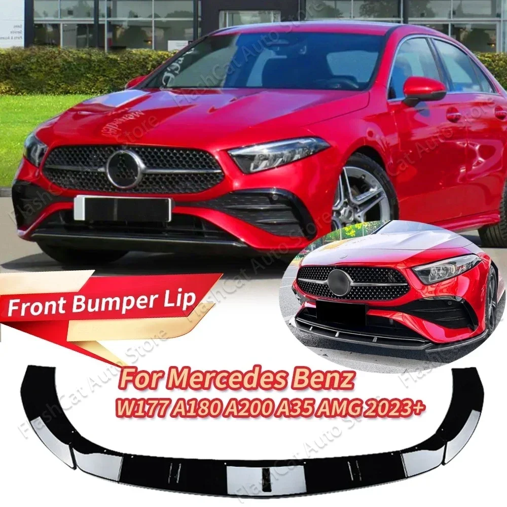 For Mercedes Benz W177 A180 A200 A35 AMG C118 W118 X118 CLA 200 250 CLA35 45 AMG 2023+ Car Front Bumper Splitter Lip Diffuser