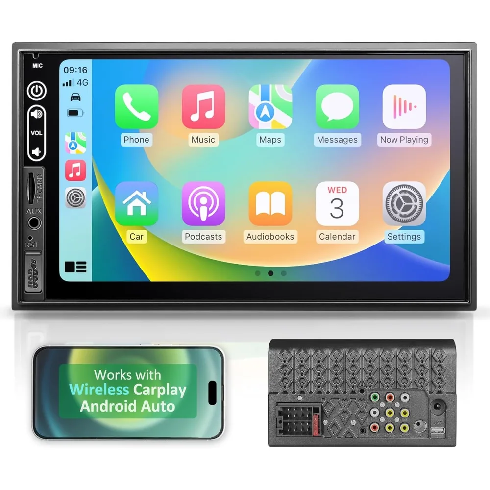

US Shipping 7 Inch Double Din Car Stereo Wireless Apple CarPlay Android Auto Touch Screen Bluetooth AUX FM Radio