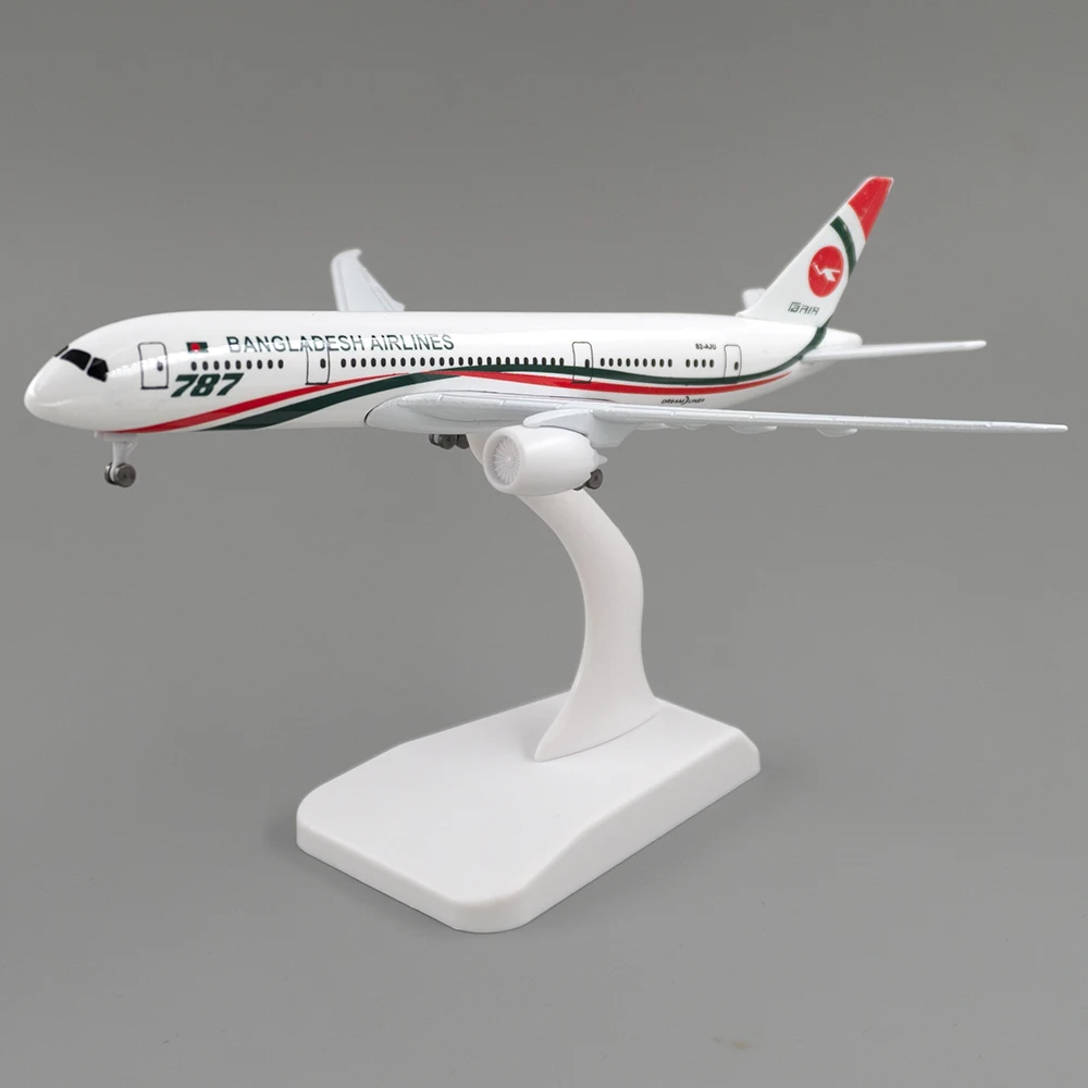 18cm Aircraft Boeing 787 Bangladesh Airlines Alloy Plane B787 com roda Modelo Brinquedos Crianças Crianças Presente para Coleção