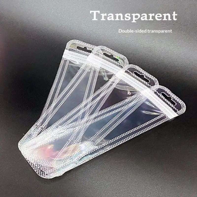 50 Stück lange, transparente Plastiktüten für DIY-Schmuck, Bastelarbeiten, Nagel- und Wimpernverpackung, Aufbewahrung und Präsentation. – Detail 3