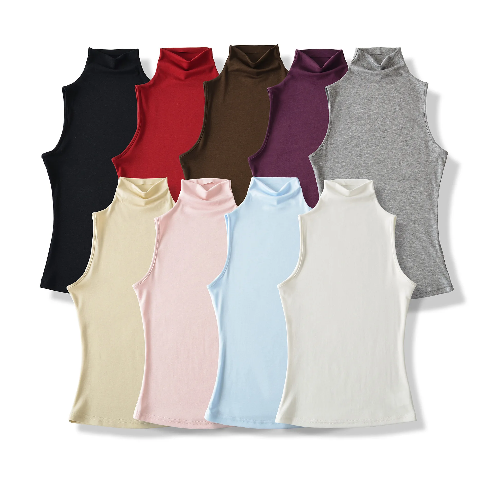 Sexy high-neck sleeveless tank top for hot girls 2026 spring-summer new style with chest pads to enhance bust size yoga SVOS