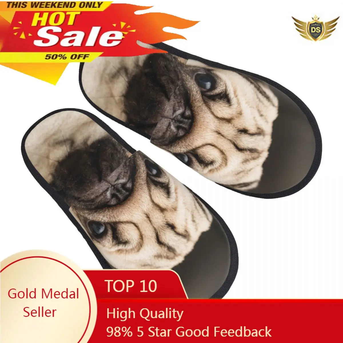 

Men Women Plush Indoor Slippers Cute Pug Dog Have Question Warm Soft Shoes Home Footwear Autumn Winter