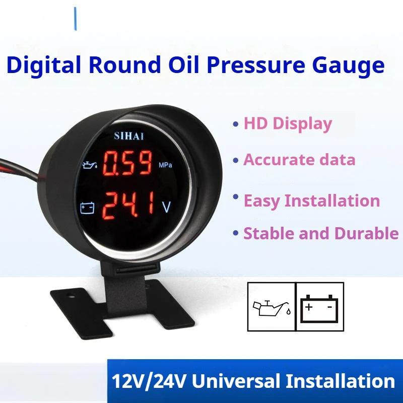 

Circular Car oil Voltmeter 12V24V Combination Meter, Truck Universal Modification With Digital Display Installation