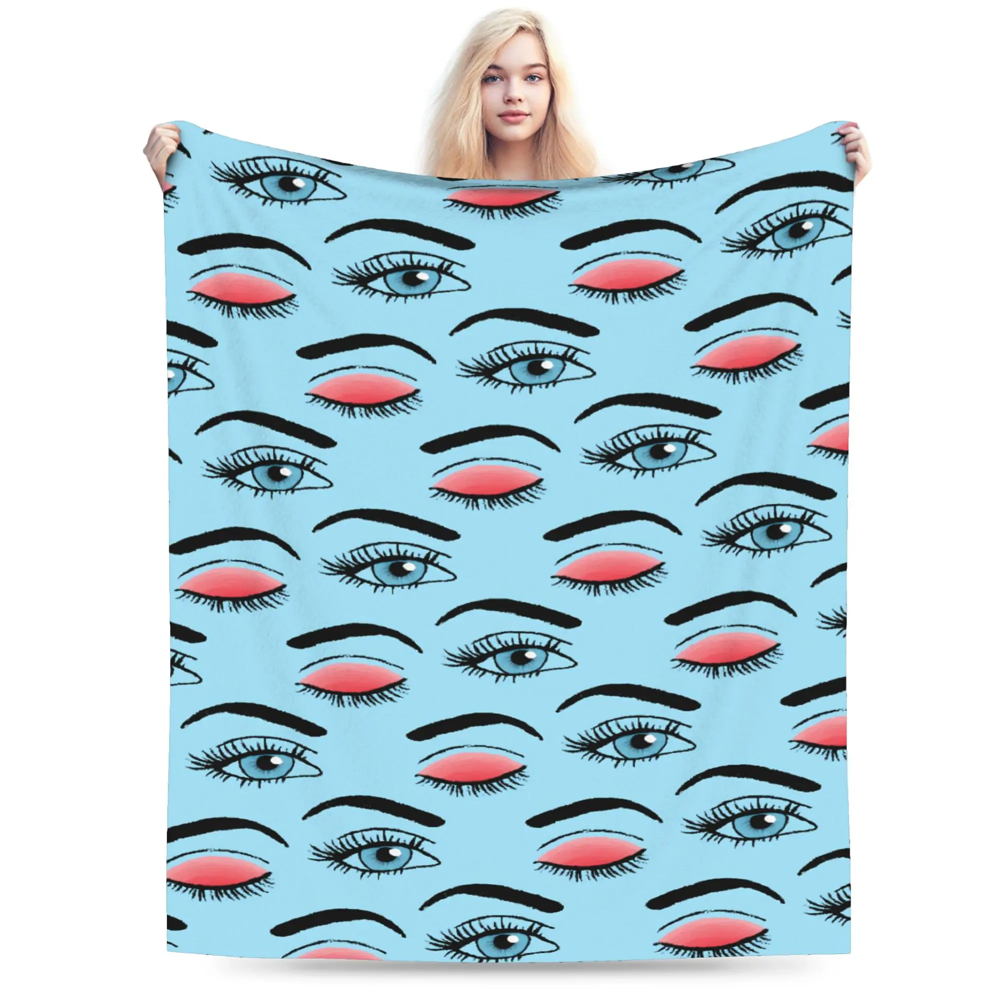 Eyelash Velvet Print Beauty Glam Closed Eyes Flannel Blanket Winter  Soft Bedding Throws for Kids Couch Bed Bedspread Sofa Bed