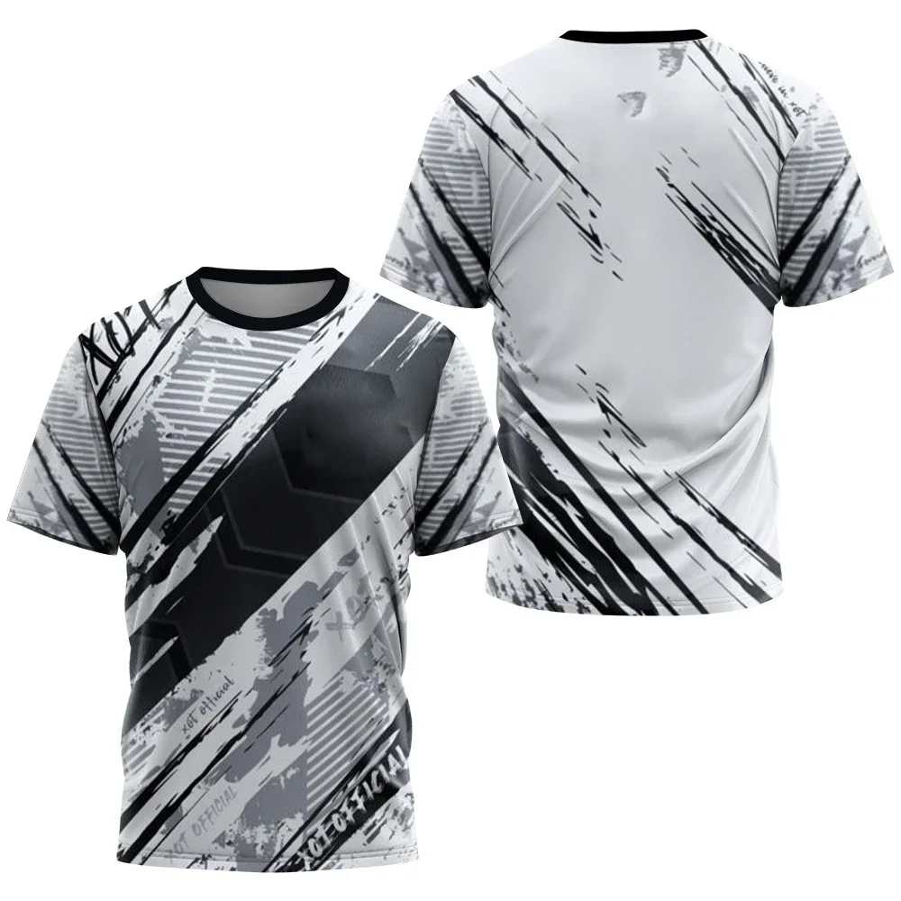 

Fashionable Gradient Striped Printed Men's Badminton And Table Tennis Training Men's Summer Top Casual Breathable Sports T-shirt