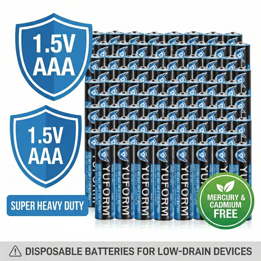 AAA 1.5V Carbon-Zinc Battery for Remote Control Toy LED Light Wireless Mouse, Long-lasting LR03 Dry Cell Disposable Battery