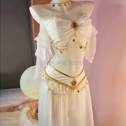 Imagen 2 del producto Lencería azul Sexy de bailarina del vientre para mujer, juego de rol, disfraz de Cosplay, disfraz de danza india exótica Cleopatra