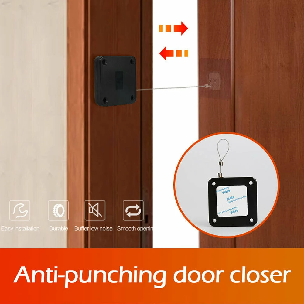 Punch-Automatic Door Closer 500/800g Wire Rope Retractable Automatic Recovery Coil Closing Device Door Hardware