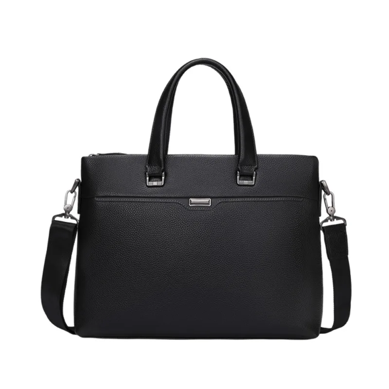 حقيبة ساعي أصلية للرجال حقيبة جلدية ماركة فاخرة طبقة علوية من جلد البقر حقيبة يد رجال الأعمال مقاوم للماء سعة كبيرة