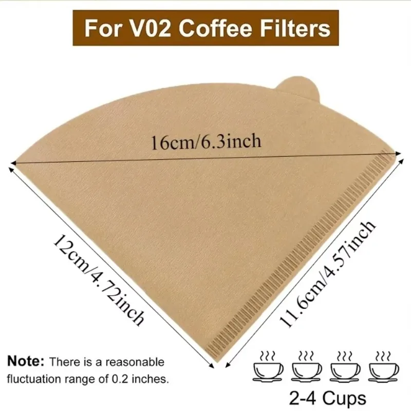 50/100PCS Disposable Cone Coffee Filter Paper Wood Pulp Filters for Drip Coffee Home Brewing Kitchen Camping Outdoor Supplies