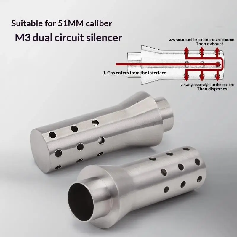 1PCS NEW Stainless steel General Purpose 51mm Motorcycle Parts M3 Dual Backpressure Universal Muffler Dual-circuit Muffler Plug