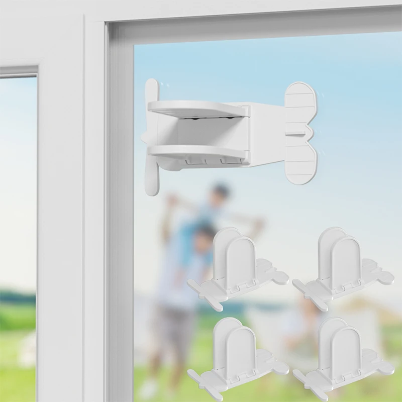4/PCSChildren Safety Window Limit Lock Home Sliding Door Stopper Baby Security Protection For Prevent Open Butterfly Shape Locks