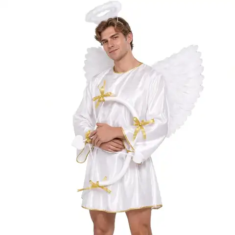 Men Halloween Cupid Princess Cosplay Costume Arabian Dress Feather Angel Wing Hair Hoop Arrow for Festivals Valentine Day Gifts