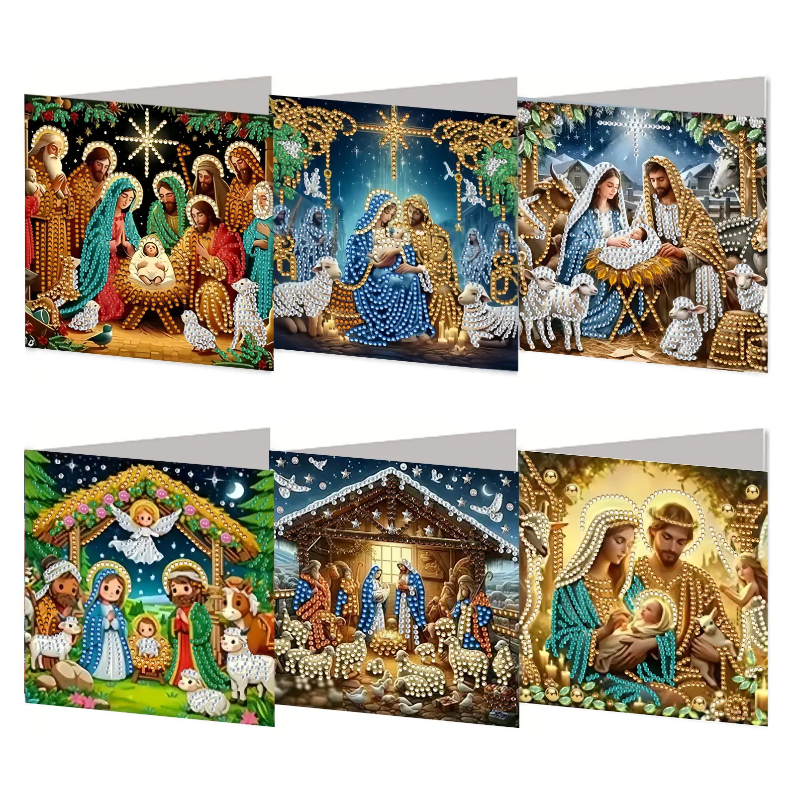 6-piece Angel Character Diamond Art Card Set - Diamond Painting Card, suitable for Christmas, Birthday, and Thanksgiving handic