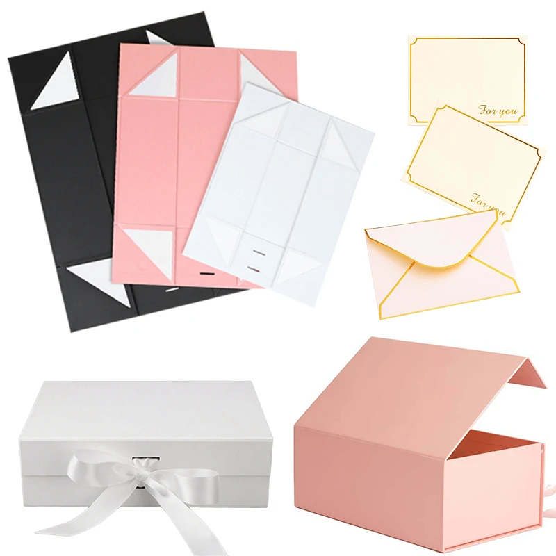 25 cm Luxus-Band-Geschenkbox-Set Rosa Schwarz Weiß 3 Farben erhältlich Geschenkbox Lafite Grass Grußkarte Souvenir-Paket-Set ZYF