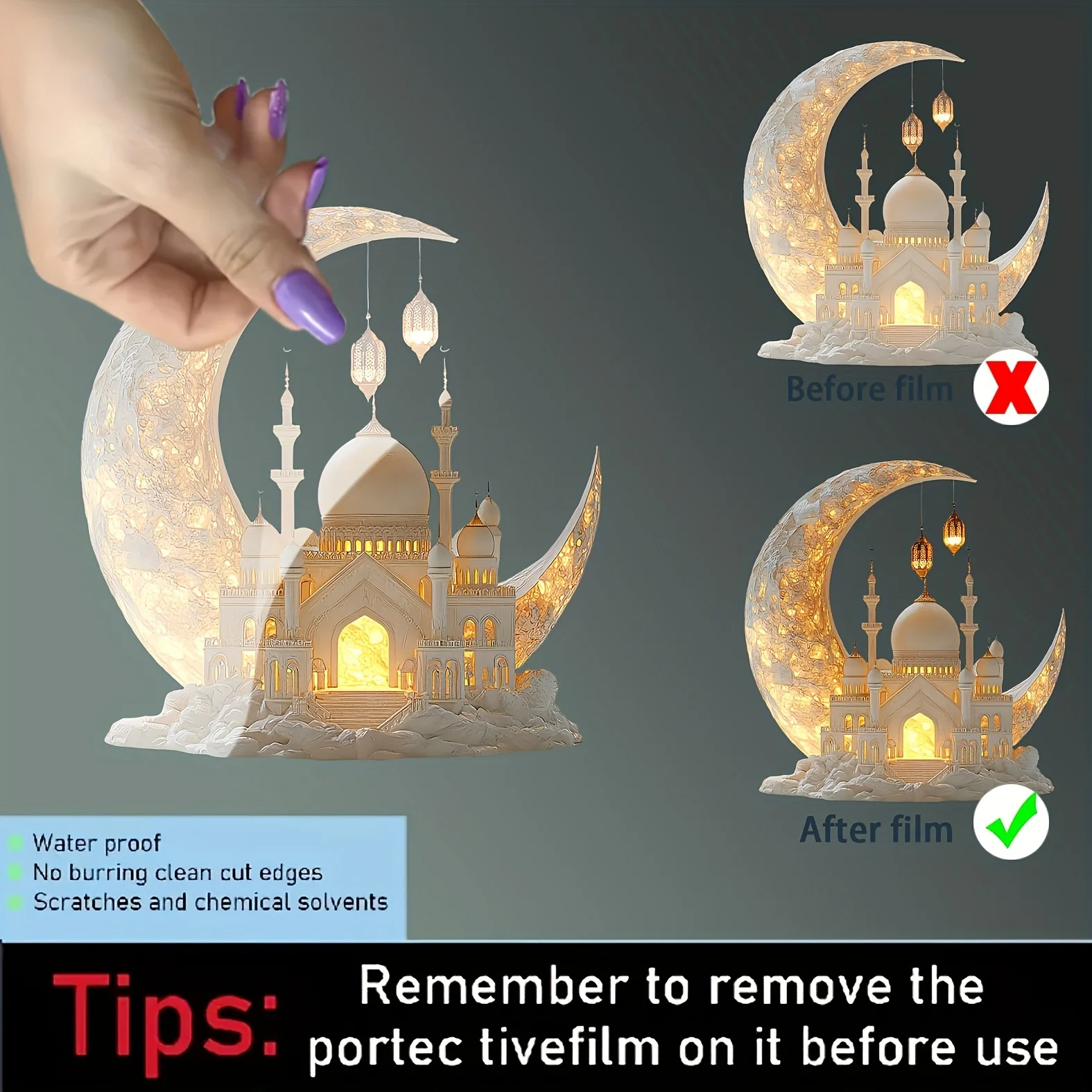 1 Piece Of Traditional Lalamadan Mosque Vinyl Tabletop 2D Flat Effect, Multifunctional Home Decoration, Suitable For Eid Al