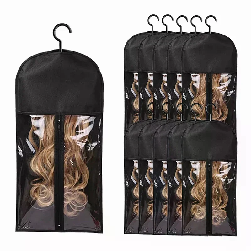 1pc Wig Storage Bag with Hanger Holder Case Dust-Proof Organizer for Professional Hair Extensions Water-Resistant Wig Pouch