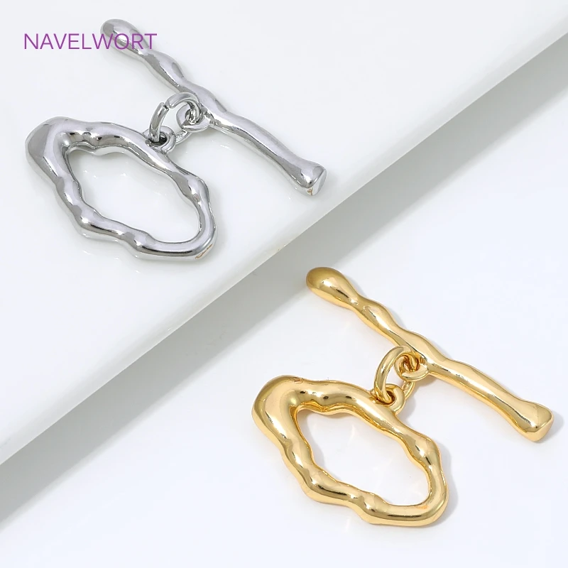 2/4/6 Stück 18K vergoldeter unregelmäßiger Knebelverschluss-Verbinder, Messing-OT-Verschluss für die Schmuckherstellung, DIY-Armbandherstellungsmaterial – Detail 37