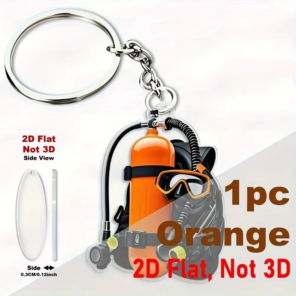 Fashion Acrylic Simulation Diving Equipment Keychain Fun Personalized Creative 2D Flat Tag Pendant Jewelry Gift Car Keychain