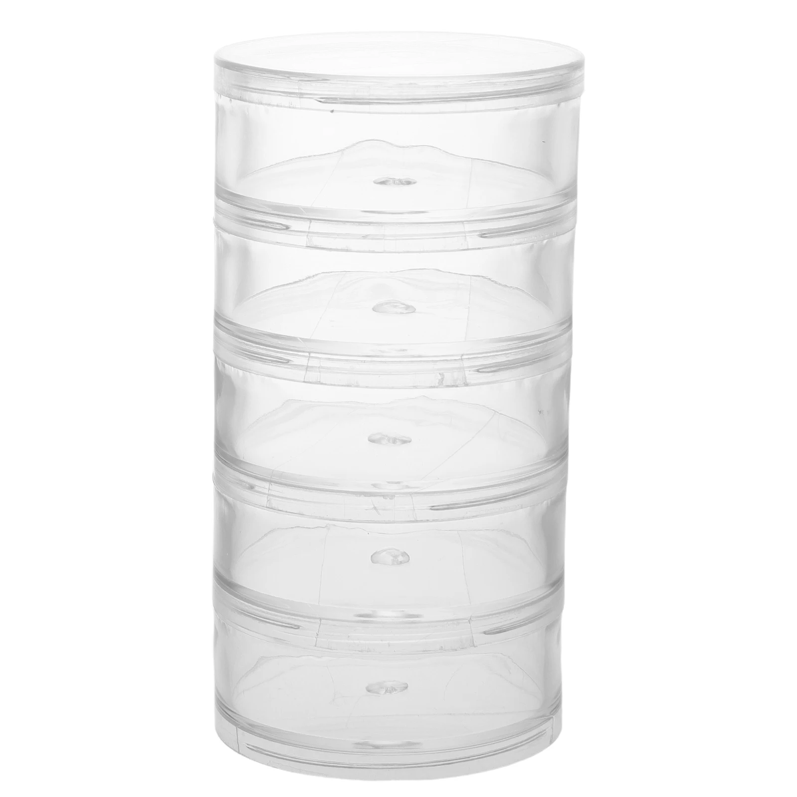 

5-Compartment Clear Plastic Round Bottles 7cm High Transparency Storage Boxes for Jewelry Small Parts Organizing Home Use