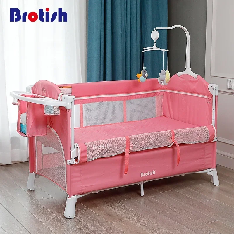 

European Folding Baby Crib Large Bed Multi-functional Portable Newborn Baby Cradle Cot Play Game Bed Bassinet Baby Beds