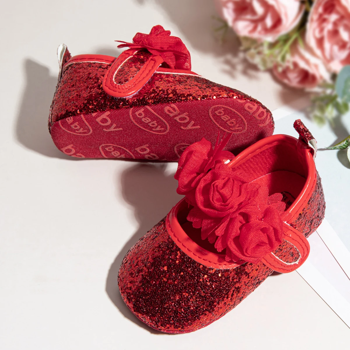 Meckior Baby Girl Shoes Infant Embroidered Sparkling Dress Shoes Soft Anti-slip Prewalkers Newborn Moccasins 12-colors