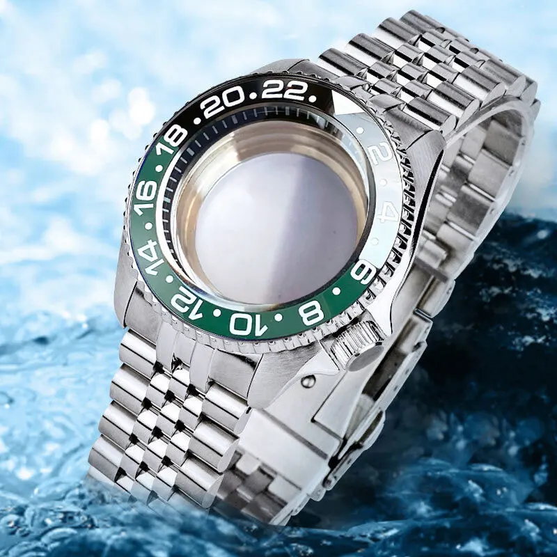 Obudowa zegarka do nurkowania 41mm SKX007, bransoleta, szkło szafirowe bomba, wodoszczelność 200m, przezroczysty dekiel, koronka 3.8, pasuje do mechanizmów NH35 NH36