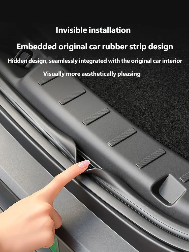 For Tesla Model YL Y L 2025 2026 Trunk Sill Plate Protector TPE Rubber Protector Threshold Bumper Pad Prevent Scratching 4