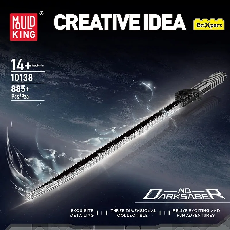 Mandalorian Darksaber Kit modello di assemblaggio di piccole particelle Set di blocchi di costruzione con luci Giocattoli fai da te per regali di Natale