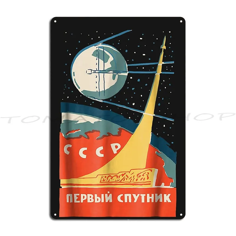 Ussr Soviet Propaganda Poster Space Program Cccp Rocket Russia Metal Plaque Cinema Custom Garage Club Design  Tin Sign Poster