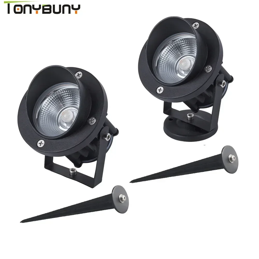 IP65 Waterproof Mini Flood Light with Spike with Projector Aluminium  5W  Cob LED Outdoor Spot Garden Light