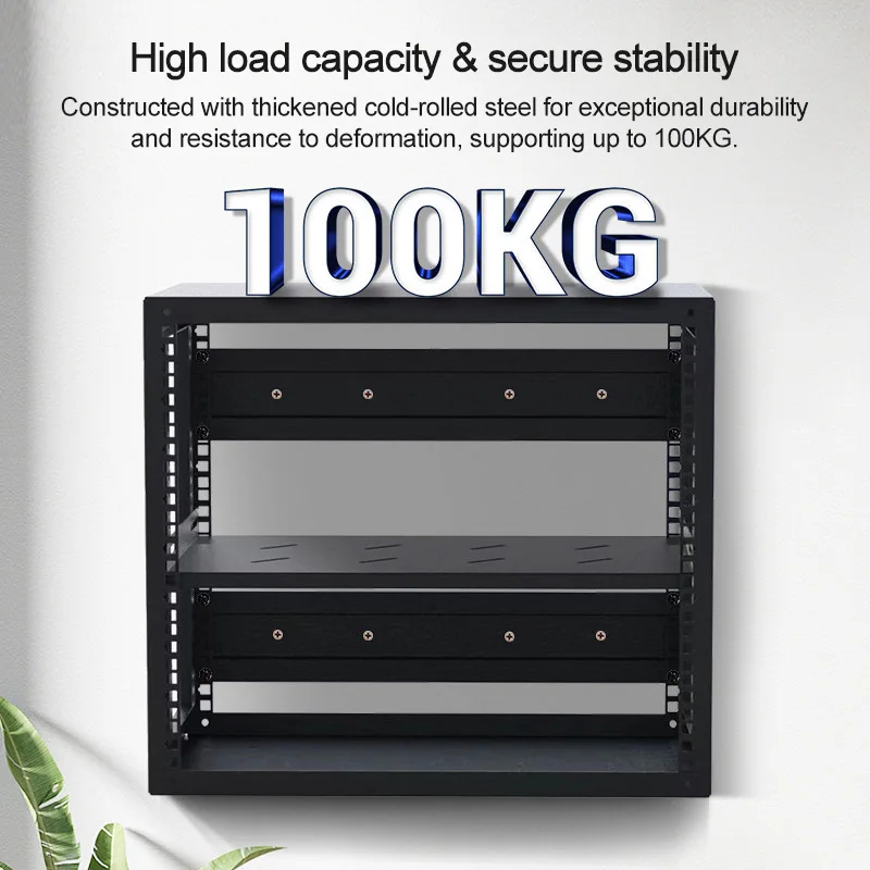 Wall Mounted Open Network Cabinet 5U-12U Adjustable Shelves Cold Rolled Body Uprights Home Office For Switch Router Amplifier