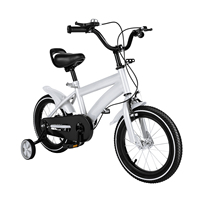 Kids’ Bike with Safety Training Wheels, 14-Inch Rubber Tires, Adjustable PU Seat, Chain Guard, White