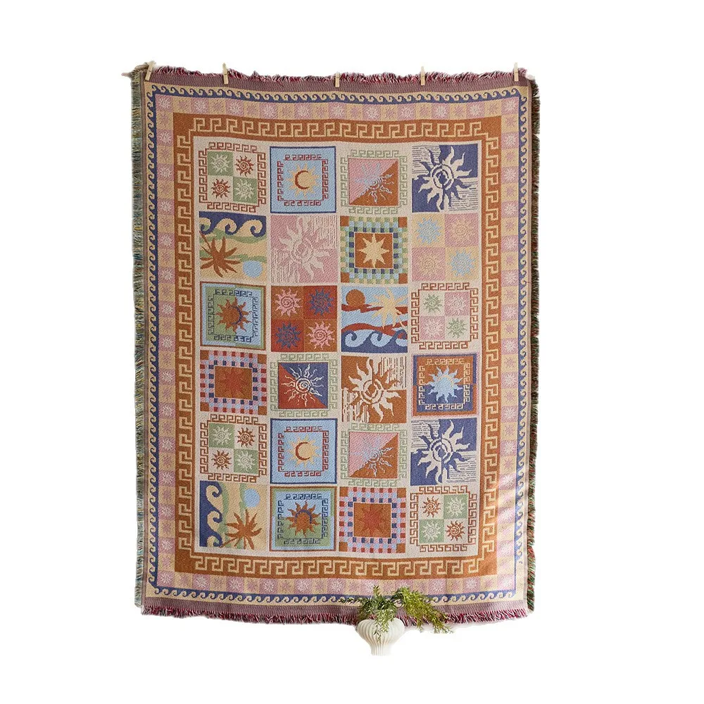 

Yjq sun totem tapestry fabric hanging picture homestay wall decoration background fringed hanging cloth